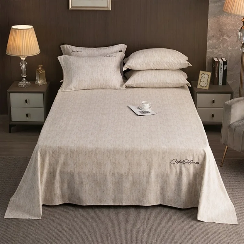 Class A pure cotton mattress single-piece embroidered solid-color single-item bed sheet, no pillowcase