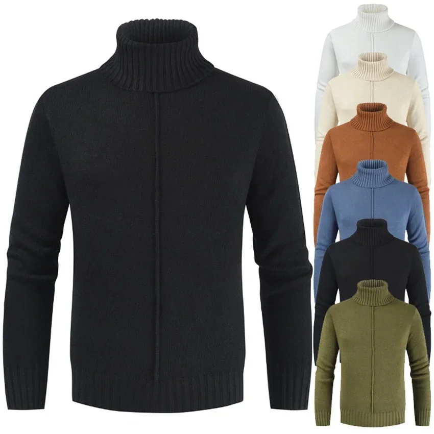 

Мужской свитер осень/зима Мужская водолазка стройнящий Однотонный свитер с длинным рукавом Мужская трикотажная одежда мужская одежда