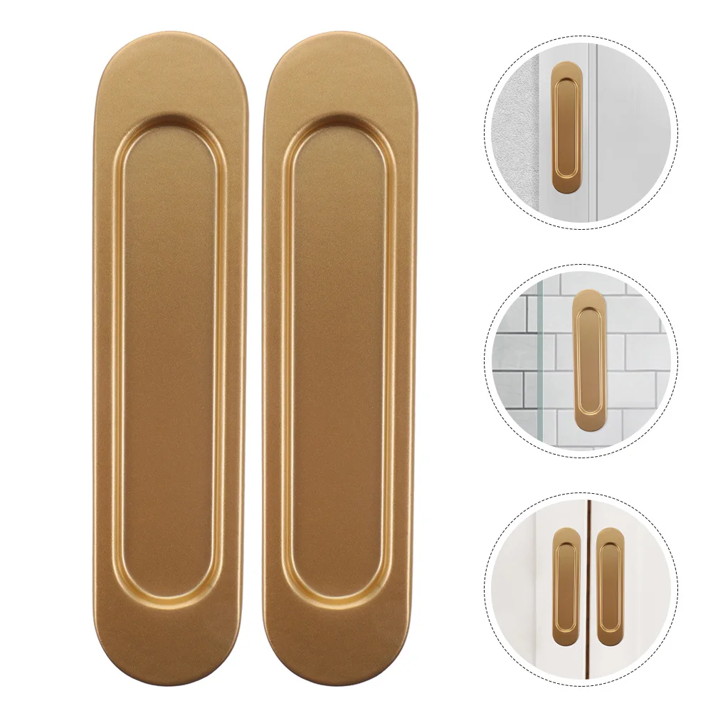 

4pcs No Drill Pull Handle Aluminum Recessed Door Pull For Glass Cabinet Barn Doors Self Adhesive Stick On Hardware Flush Mount
