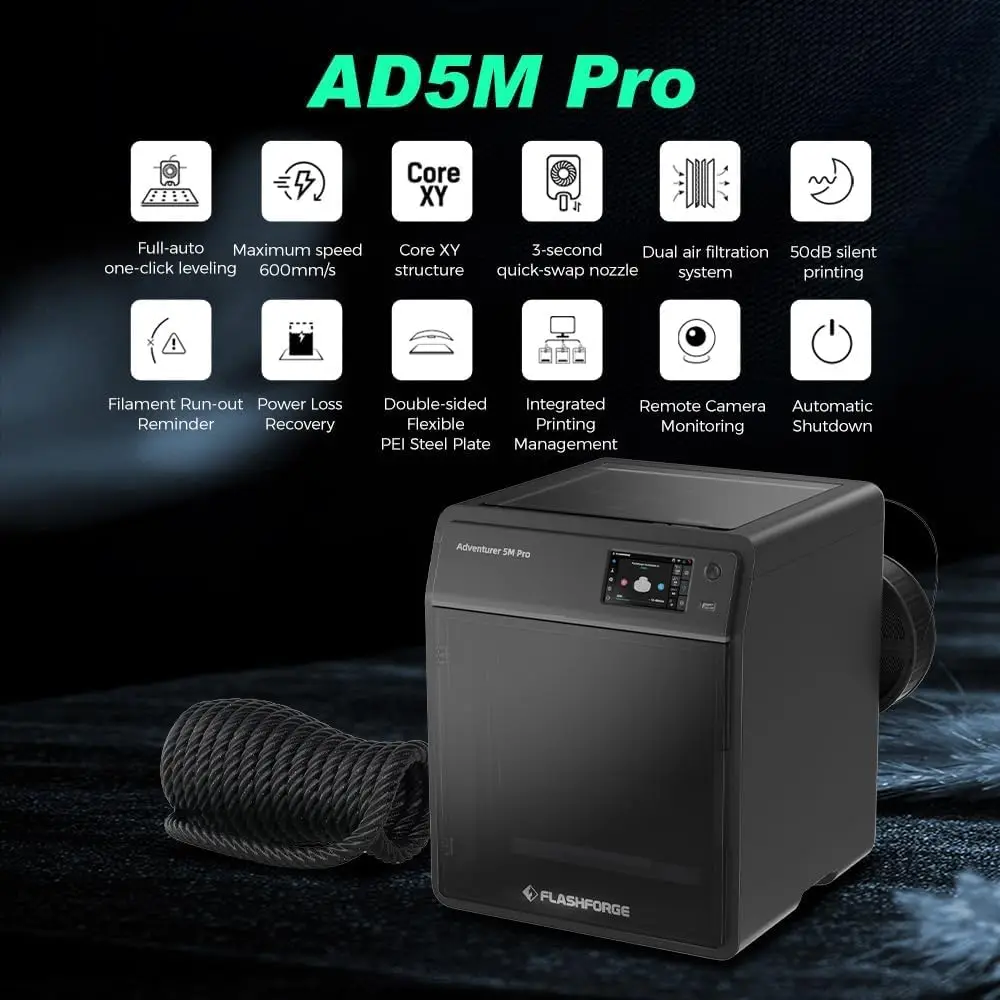 Adventurer 5M Pro 3D Pinter 600mm/s High-Speed with 1 Click Fully Auto Printing Quick Detachable 280°C Direct Extruder with