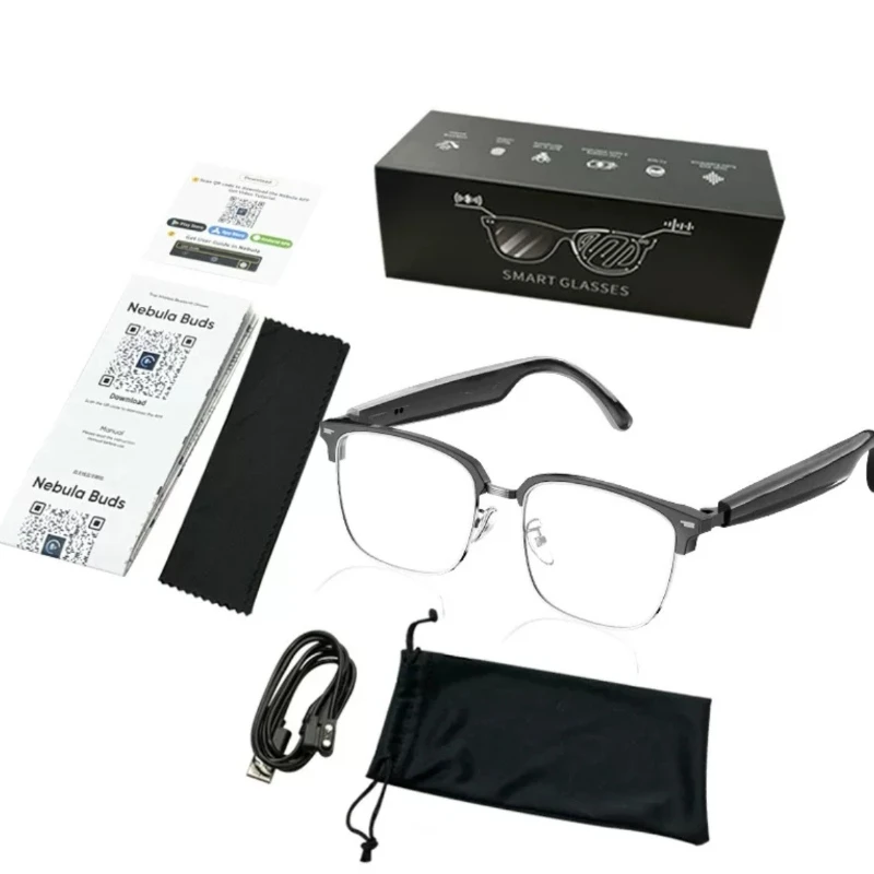 Smart AI Glasses with Large Model AI Assistant Meeting Minutes  Language Translation Make Calls Play Music Bluetooth Earphones