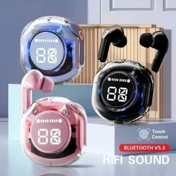 New Crystal TWS Earbuds ENC Audifonos Wireless Earbuds Led Digital Display Transparent Case TWS Earphone