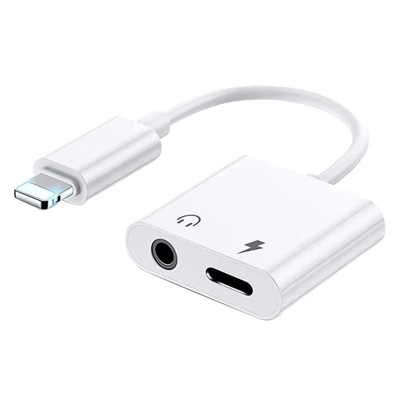 Hoofdtelefoonadapter Voor Iphone 2 In 1 Tot 3.5-Mm Hoofdtelefoonaansluitingsadapter Voor Iphone 12/12 Pro/11/11pro/Se/8/7/6