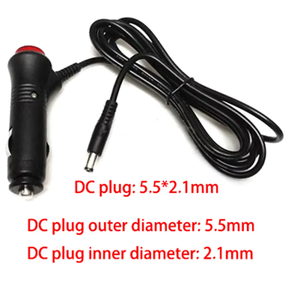 1Pcs Automotive Cigarette Lighter Plug Converter with Fuse and Switch Red LED Light 1.5M Extended Spring Cable DC5521 Connector