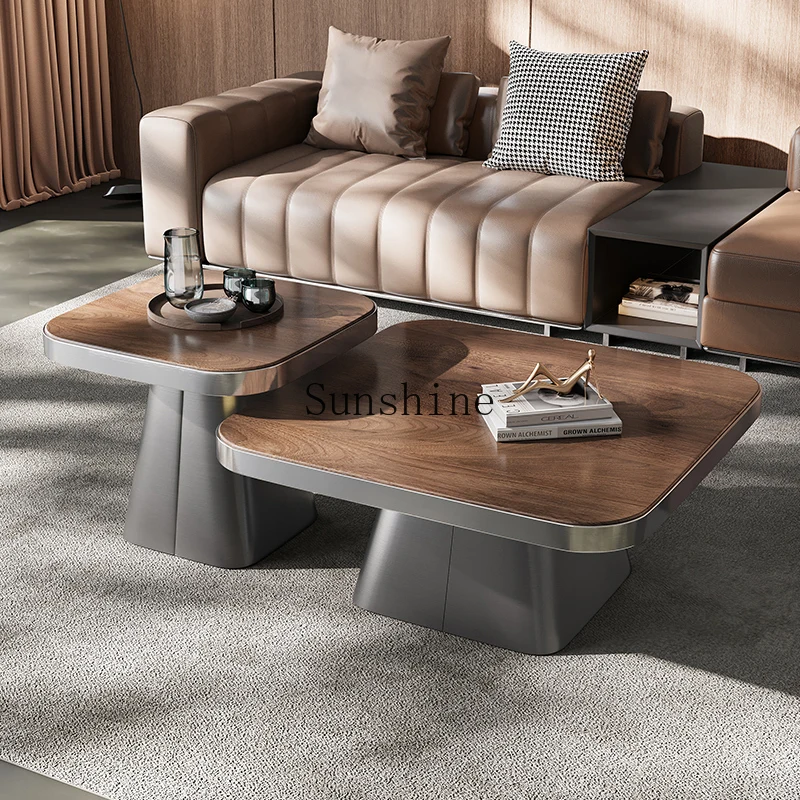 

Medieval style living room household small apartment walnut grain grade simple versatile coffee table