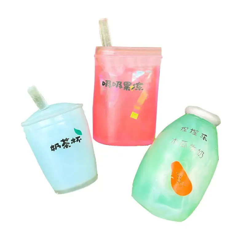 Lato Kawaii Squishy duża filiżanka do mleka i herbaty antyciśnieniowe szczypienie wycisnąć zabawka dla dzieci kubek na owoce sensoryczny Stress Relief piłka wodna prezent