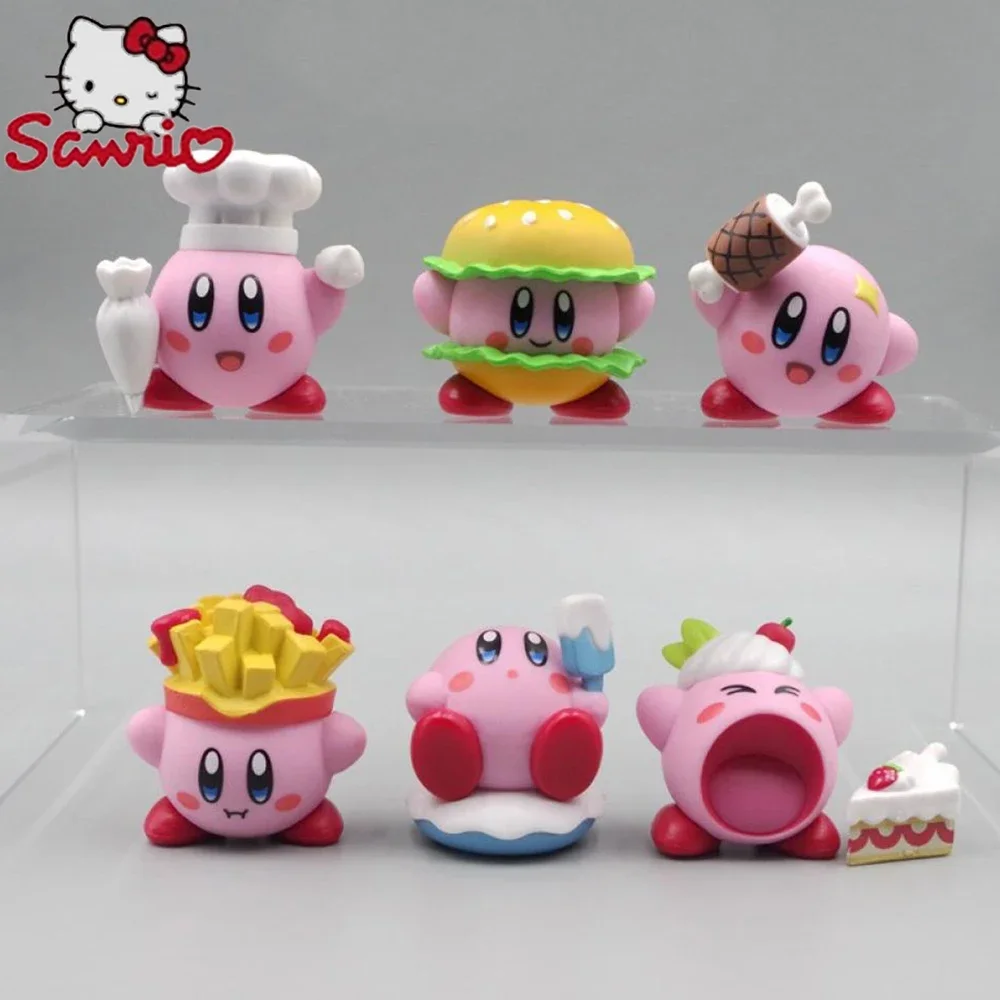 Kirby Anime Figure Kawaii Star Pink Doll Room Decorative Decoration Model Christmas Toy Gourmet Burger and French Fries Gifts