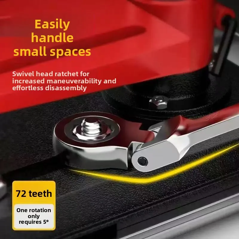 Cloth bag 16PC ratchet wrench 72-tooth set movable head multi-specification dual-purpose shaking head canvas hanging bag auto