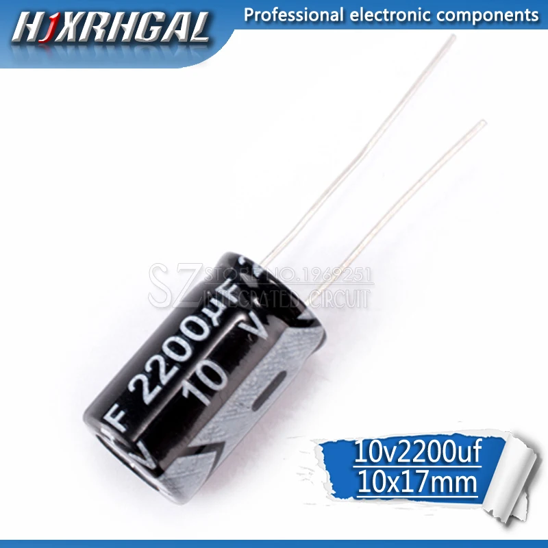 10PCS Higt kwaliteit 10V2200UF 10X17mm 2200UF 10V 10*17 Elektrolytische condensator hjxrhgal