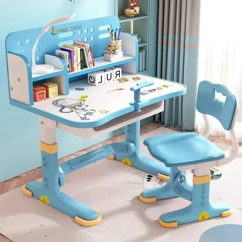 Children's Study Table Primary School Desk Liftable Plastic Student Writing Kids Table Household Desk and Chair Set for Kids B