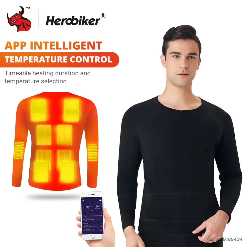 

Heated Suit with Smart Phone APP Control Adjustable Temperature USB Powered Thermal Underwear Set for Men in Cold Winter Weather