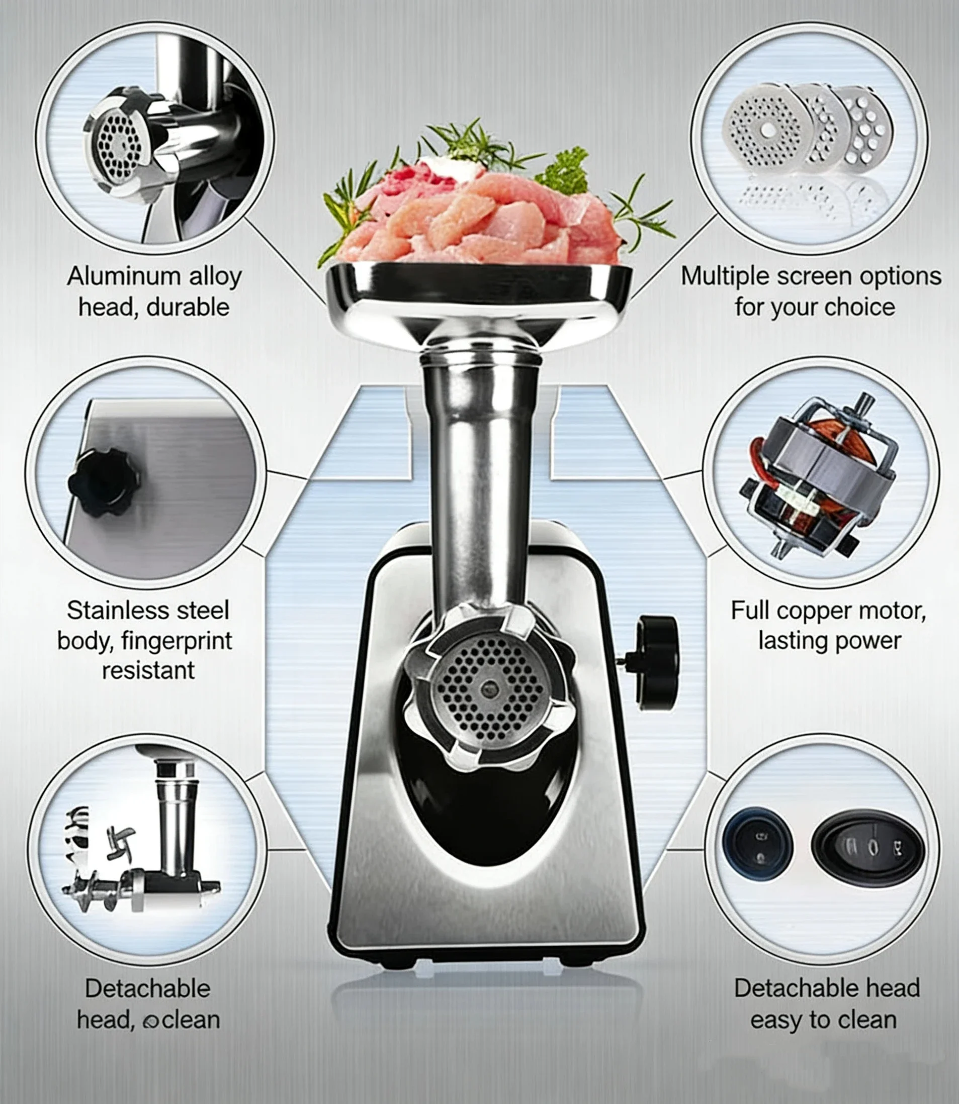 

Home multifunctional electric meat grinder, automatic vegetable slicer, minced meat, garlic paste, chili sauce enema machine