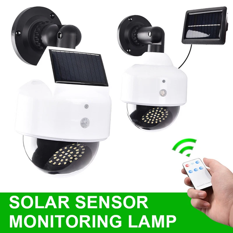 1pc 40 Led Solar Light Motion Sensor Security Dummy Camera Outdoor Flood Light For Garden Decor Street Lamp With Remote Control