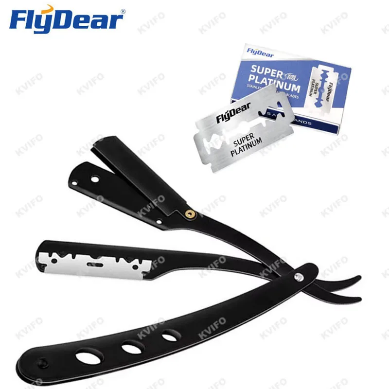 

FLYDEAR COMB Мужская профессиональная парикмахерская бритва, ручная бритва с прямыми краями, бритва из нержавеющей стали, складное бритье с лезвием