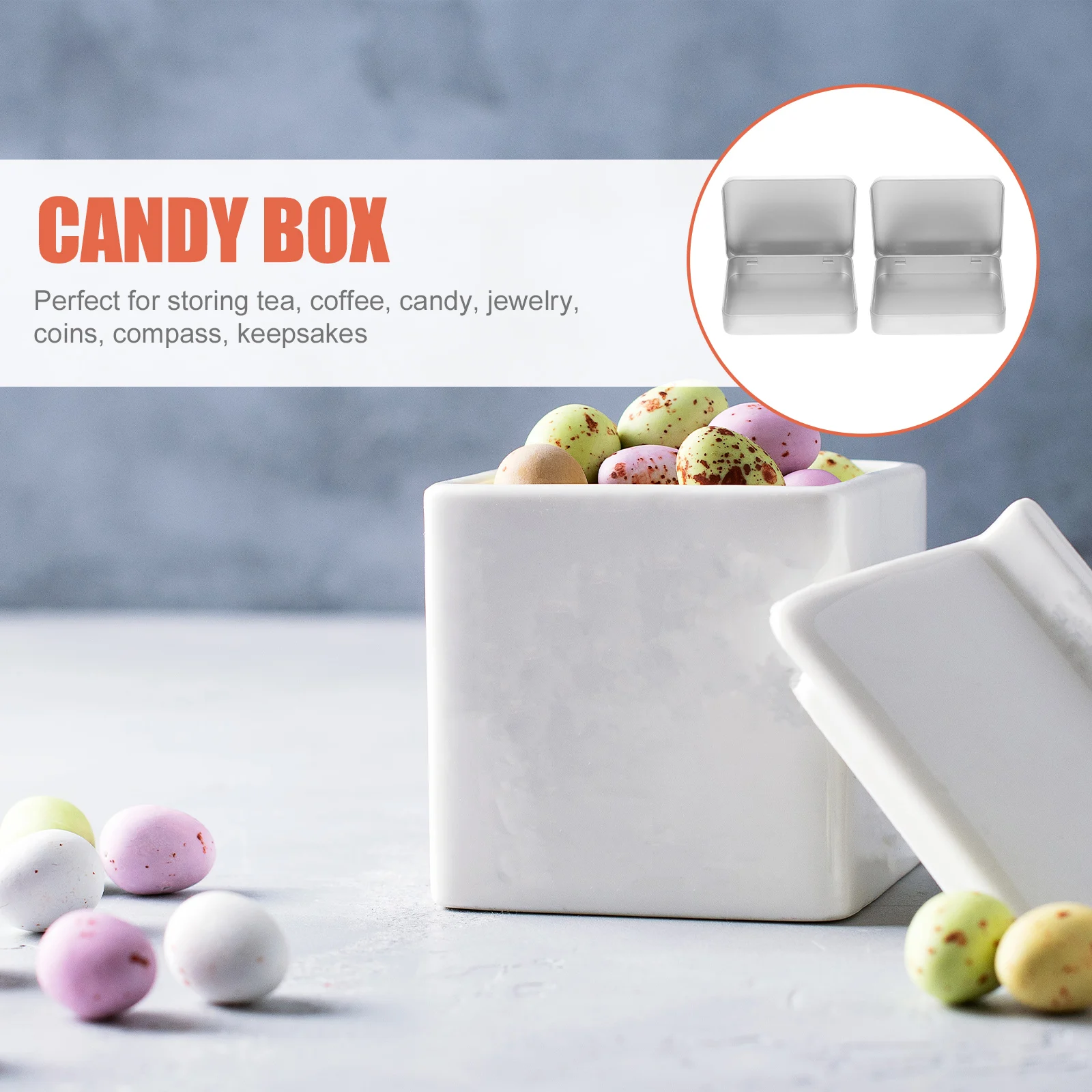 

2 Pcs Gift Tin Box Tinplate Case Organizer Containers for Food with Cover USB Flash Drive Clutter