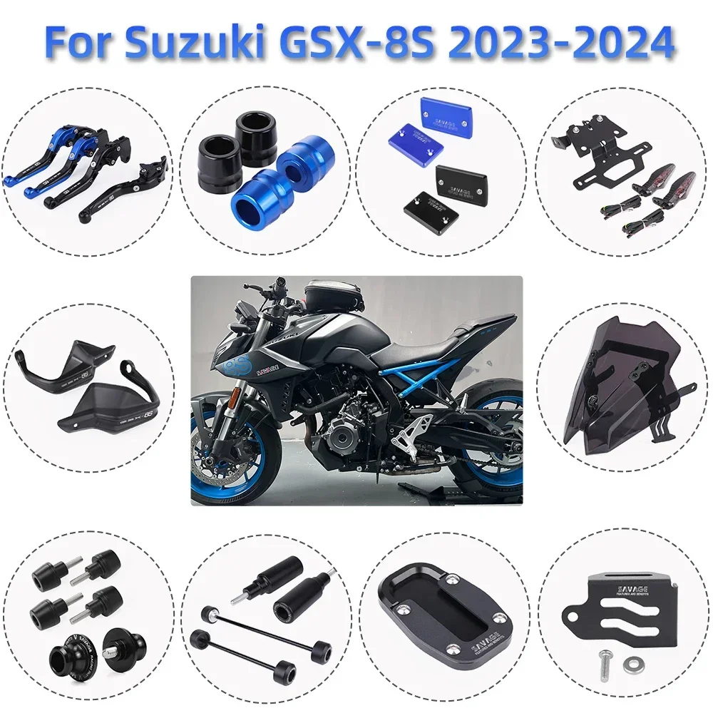 For Suzuki GSX-8S GSX 8S GSX8S 2023-2024 Motorcycle Accessories Wheel Crash Frame Sliders Stand License Plate Bracket Handguards