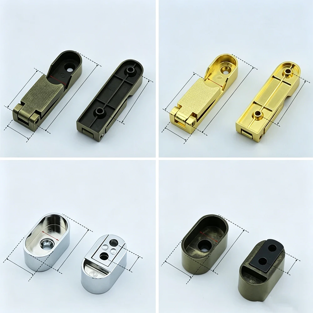 2Pcs Zinc Alloy Pipe Bracket  Wardrobe Guide Rail Bracket  Flange Seat Fixing Accessories  Glossy/Antique/Silver/Thick Version
