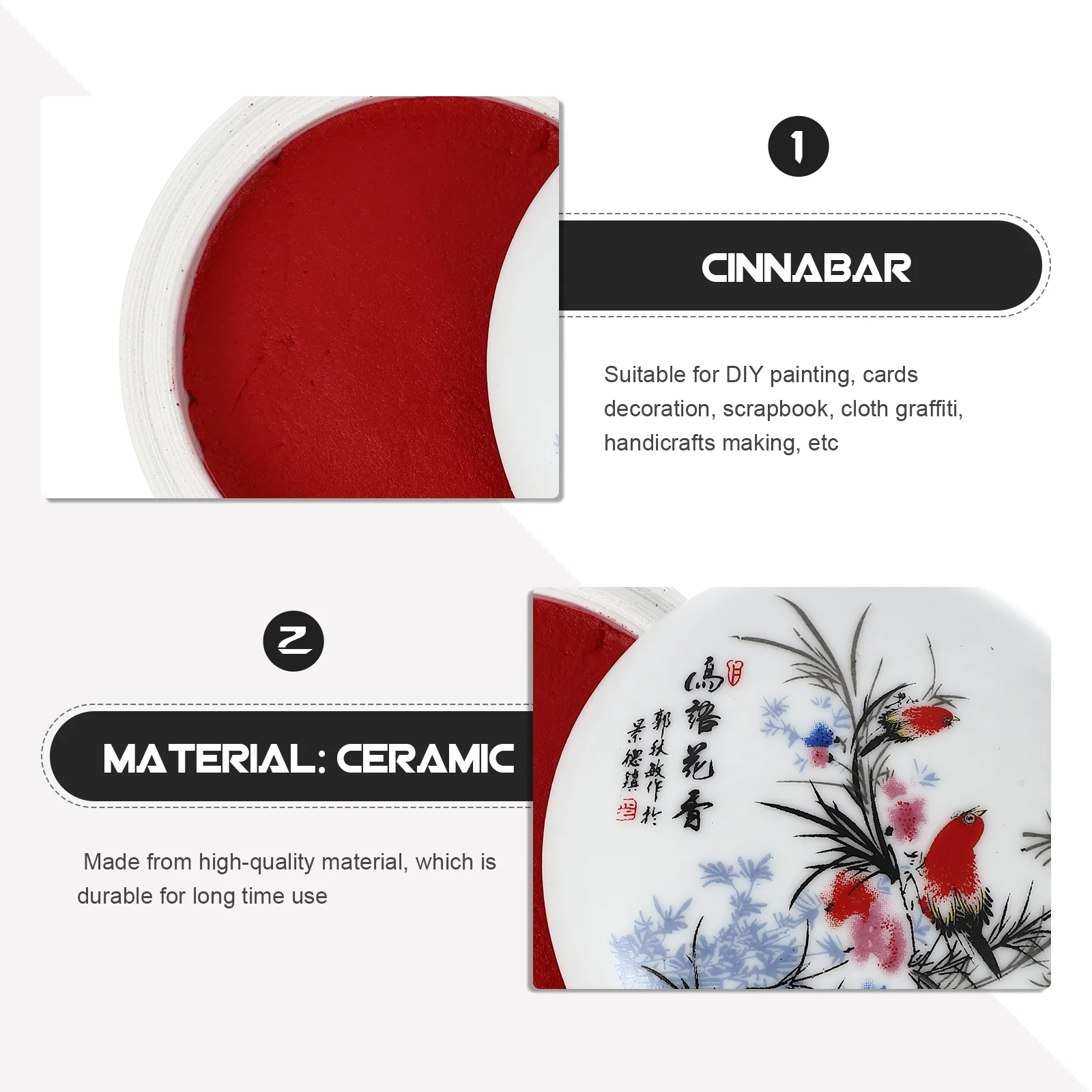 Ink Pad Red Inkpad for Seal Use Calligraphy Supply Traditional Chinese Painting Premium Ceramics