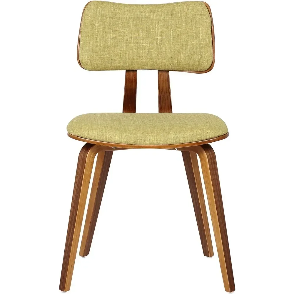 Dining chair mid-century plush upholstery, functional armrests, seat cushion availability, walnut veneer