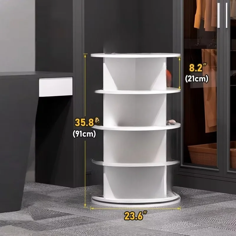 The living room 360-degree rotating 4-layer independent PVC shoe cabinet can accommodate 24-35 pairs