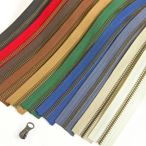 1 meter YKK 5# One-way Metal Bronze Coil Zippers DIY Sewing Bag Accessories  B