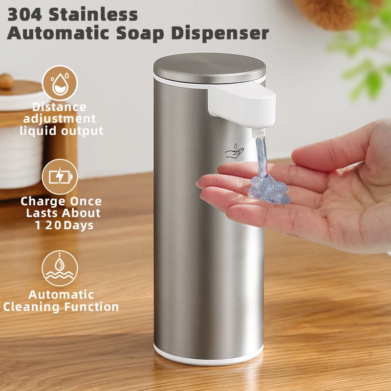 

Automatic Soap Dispenser Stainless Touchless Rechargeable Hand Sanitizer Shampoo Detergent Dispenser for Kitchen Bathroom Toilet