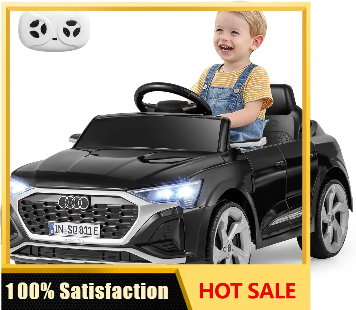 Costzon 12V Kids Ride on Car Licensed Audi SQ8, Remote Control Ride on Toy, Battery Powered Electric Vehicle with Spring Suspens
