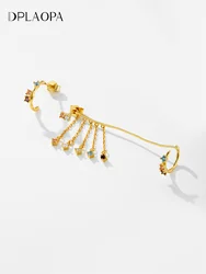 DPLAOPA 925 New Sterling Rainbow Zircon Drop Earring 2024 Women Fine Luxury Vintage Rock Punk Gift Jewelry
