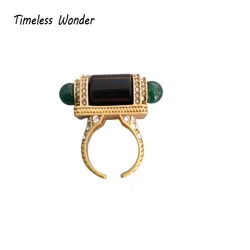 Timeless Wonder Zircon Geo Stone Cocktail Rings for Women Designer Jewelry Punk Goth Statement Top Korean Bague Gift Mix 5312