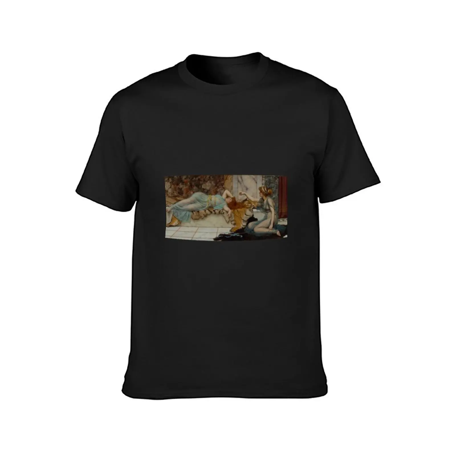 Mischief and Repose by John William Godward T-Shirt Blouse funnys summer tops men t shirt