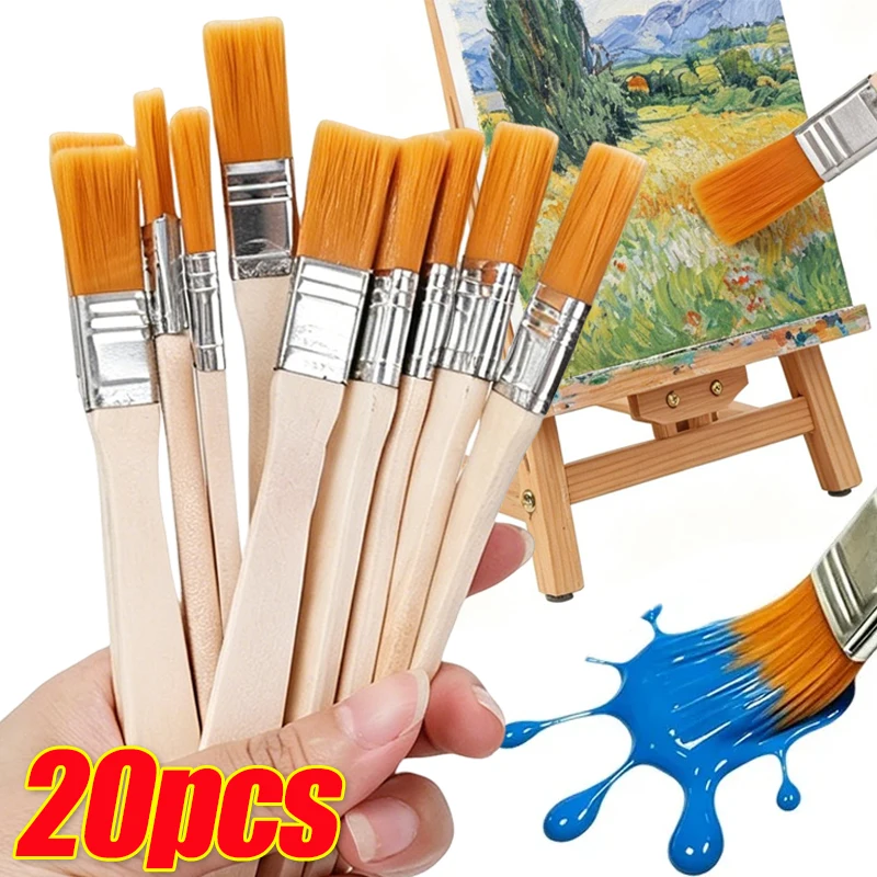 Wooden Handle Nylon Bristle Brush Mini Wall Paint Brushes For Dusting Cleaning Art Painting Oil Brushes Hand Tool Set Wholesale