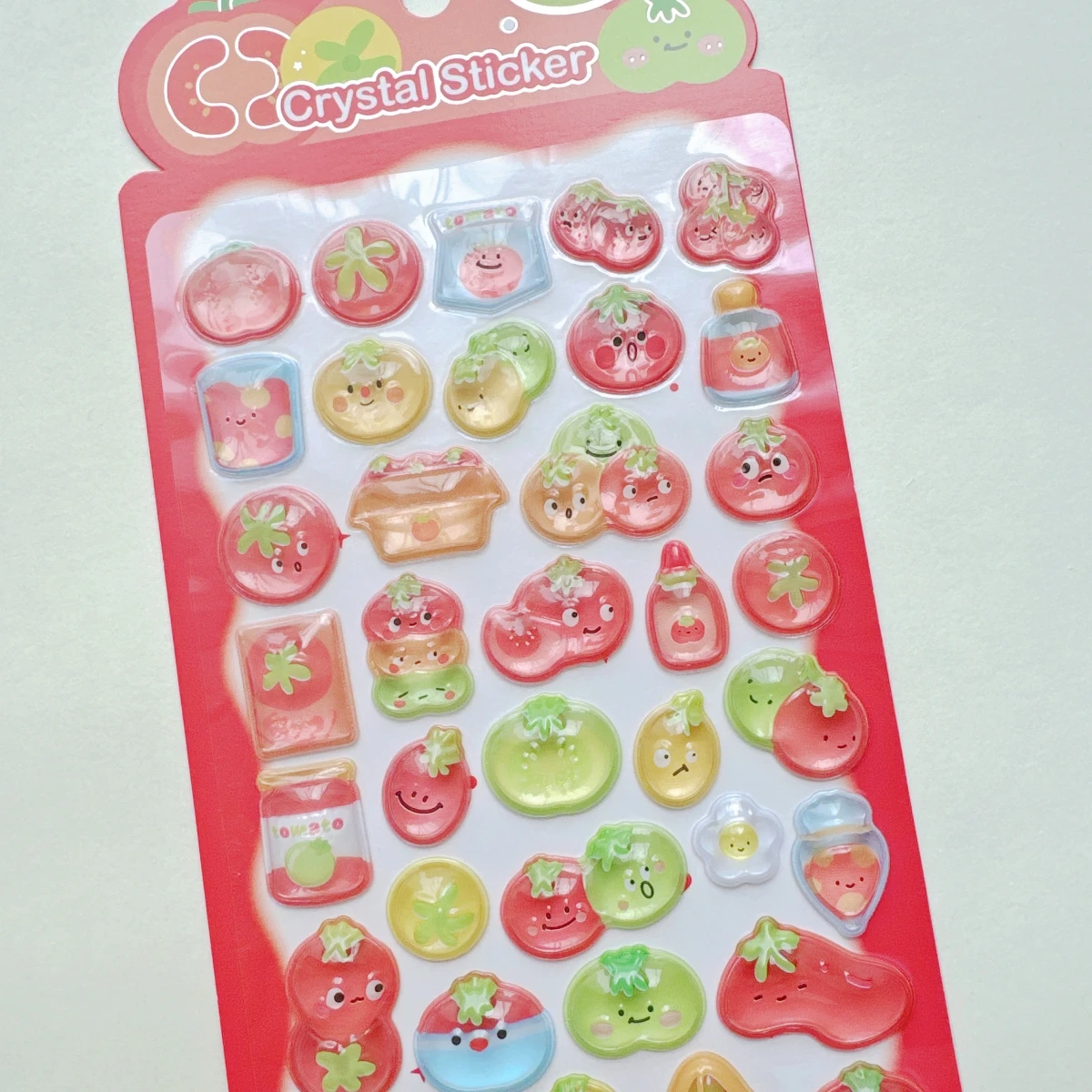 NEKONI Cartoon Tomato Animals Crystal 3D Relief Stickers Scrapbooking Diy Diary Stationery Sticker Decor Cute School Stickers