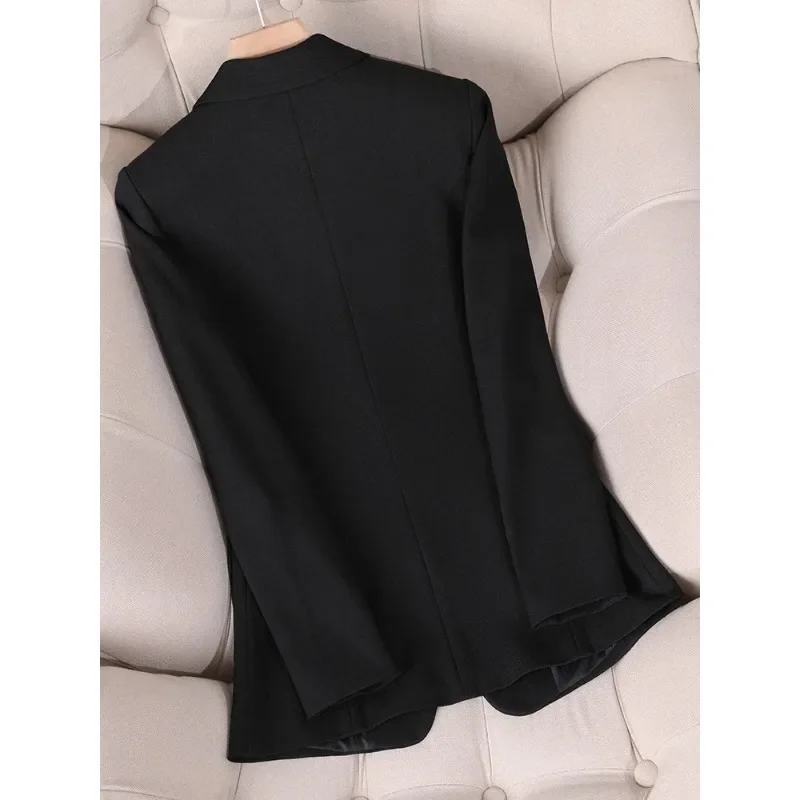 Frühling Herbst schwarz weiß Frauen Blazer Langarm Single Button Büro Damen Jacke Business Arbeit tragen formellen Mantel mit Tasche