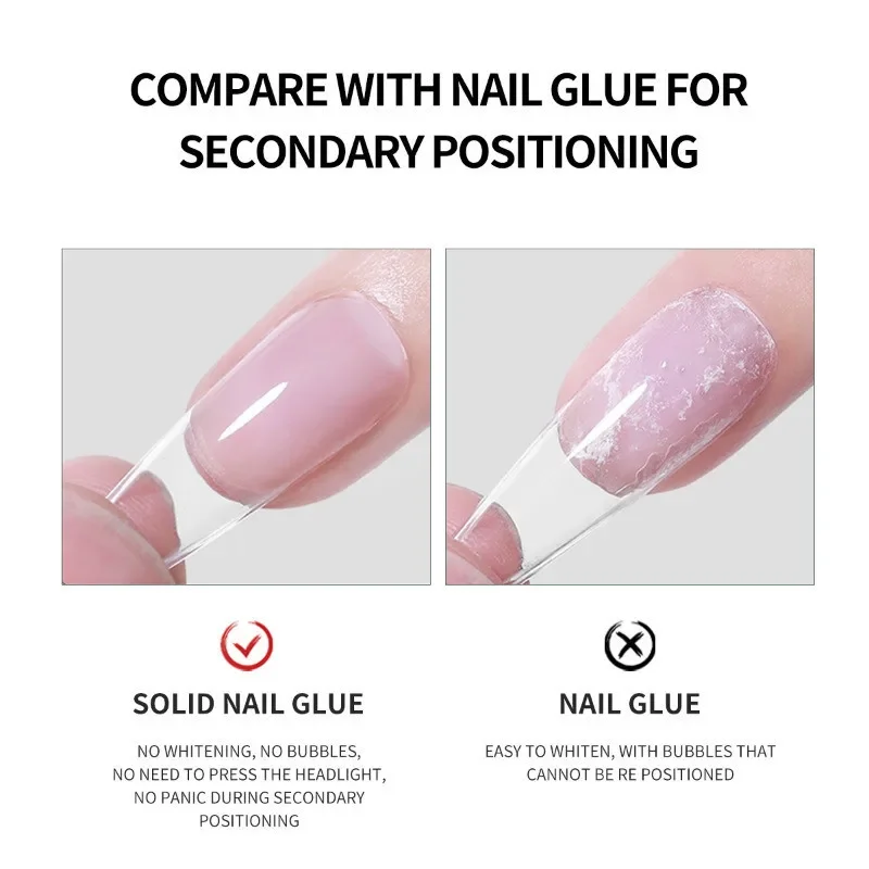 3 pezzi/set punte per unghie solide gel adesivo solido punte per unghie colla adesiva patch colla adesiva gel UV nail art