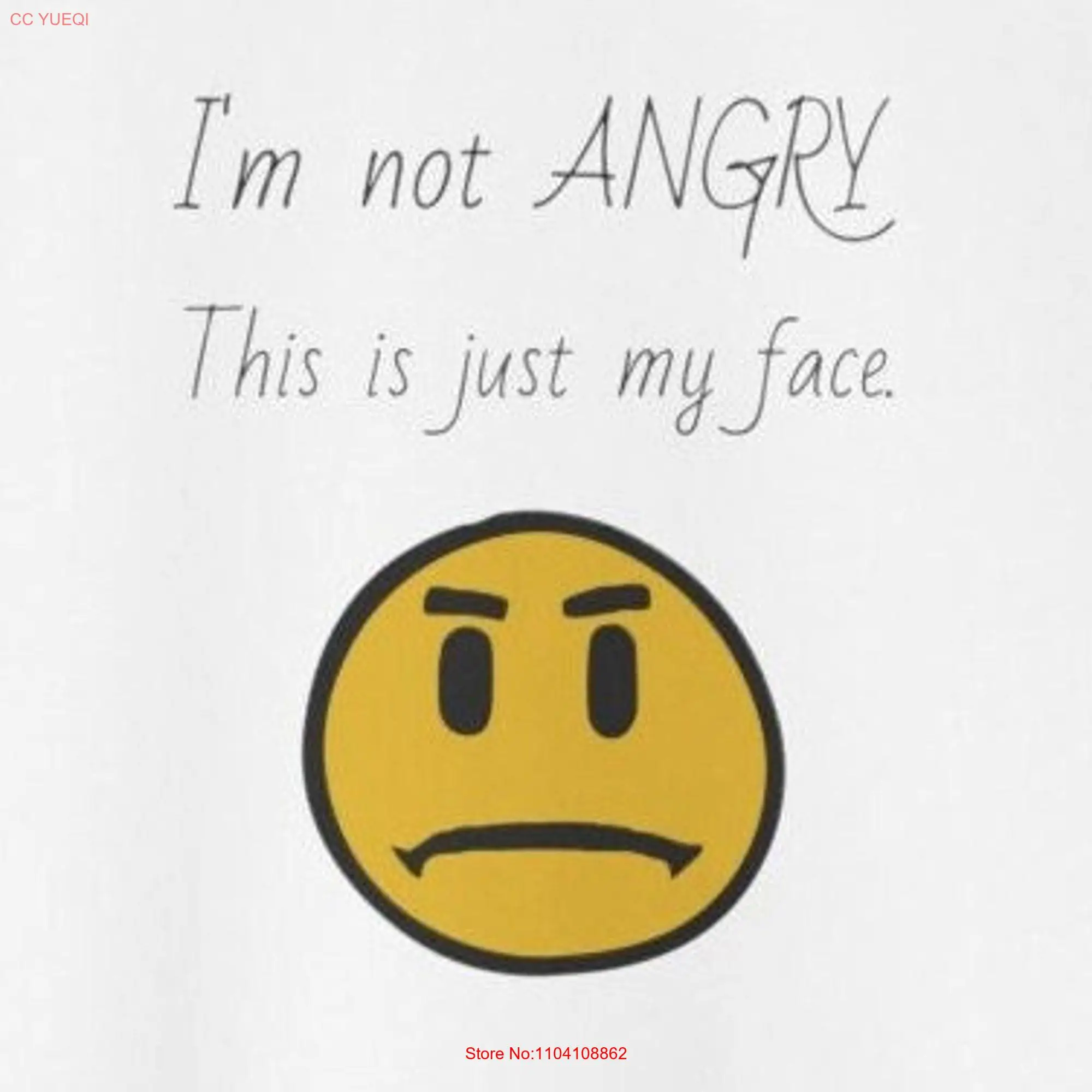 I'm Not Angry This is Just My Face Cotton Ringer T Shirt long or short sleeves