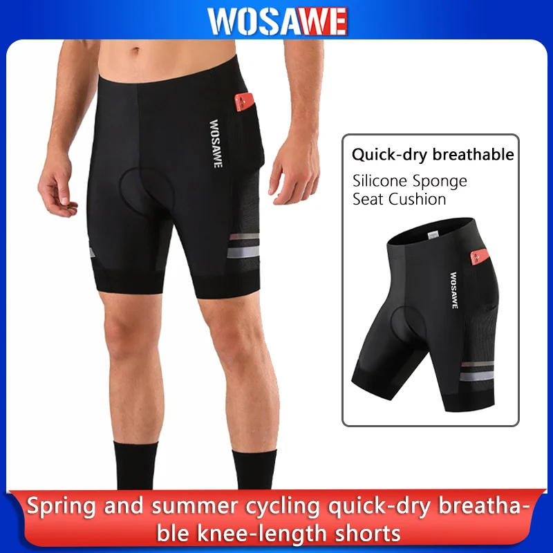 

WOSAWE Men Cycling Shorts With Back Pocket 4D Gel Padded Bike Shorts for Men Mountain Road Biking Riding Shorts