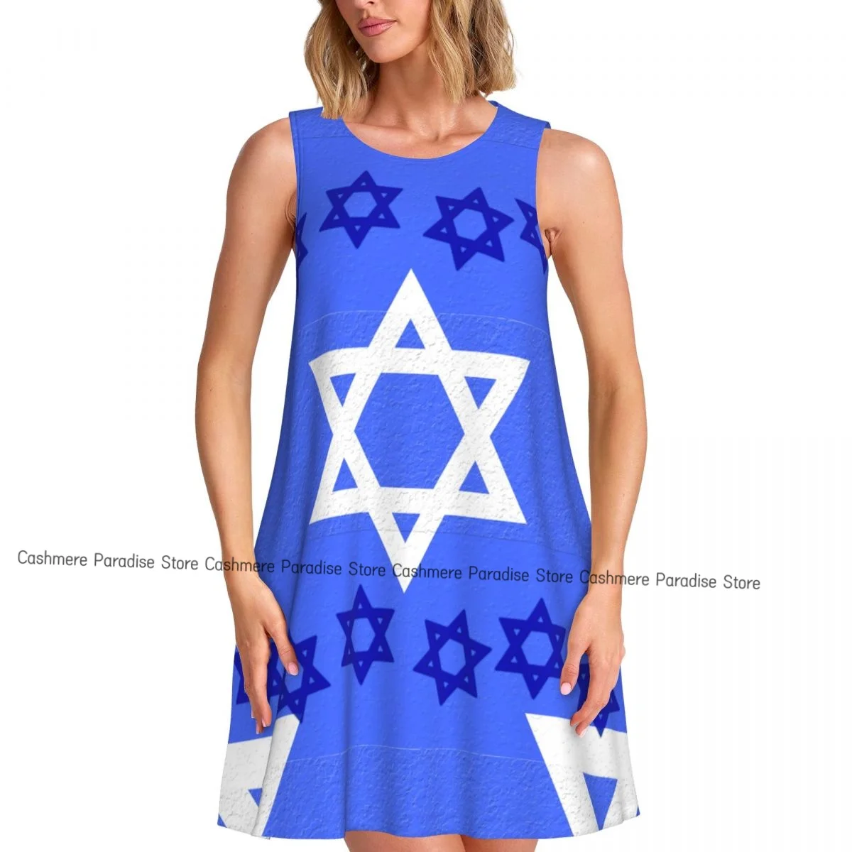 Robes d'été pour femmes, t-shirt de plage, sans manches, drapeau israélien, décontracté, ample, débardeur, 2025