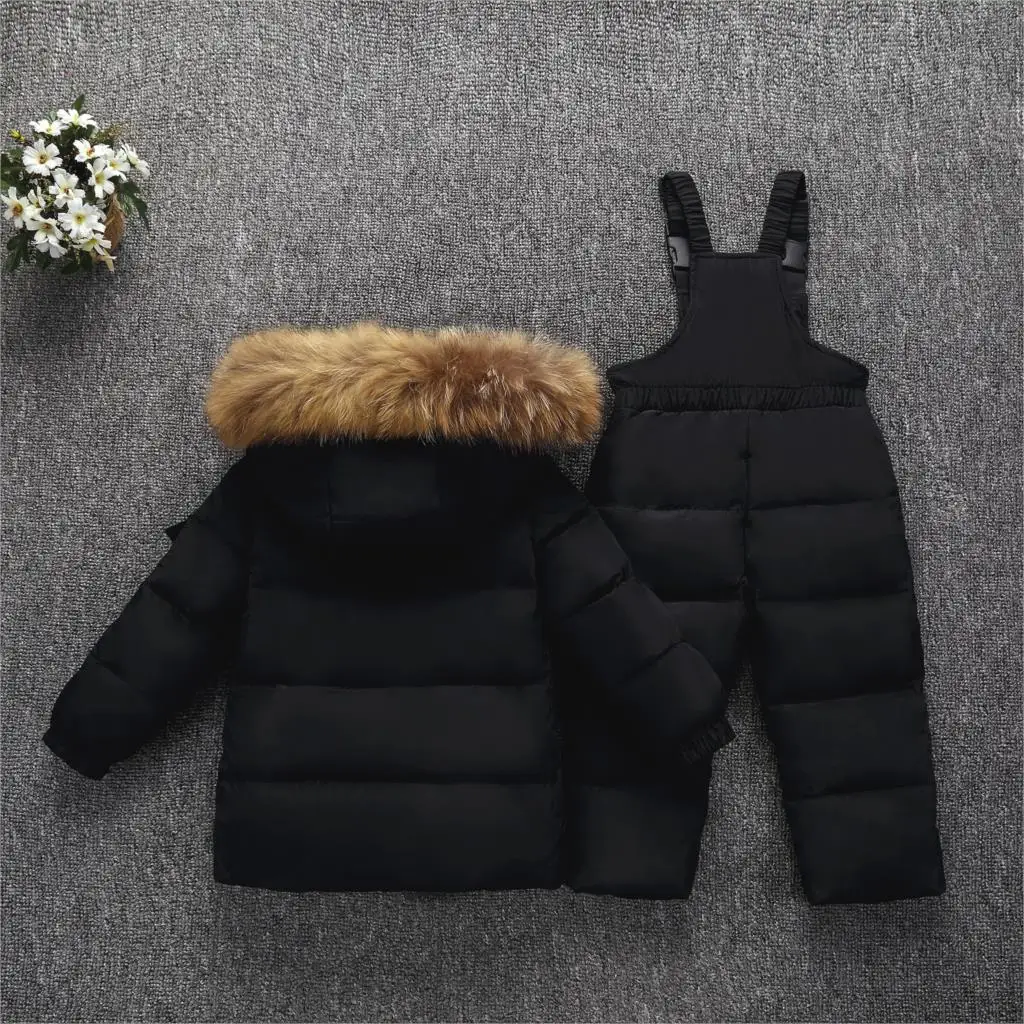 UNITIM -30 Degree Russia Winter Children Boys Clothes Set Down Jacket Coat + Overalls For Boys 1-5 Years Kids Baby Girl Snowsuit