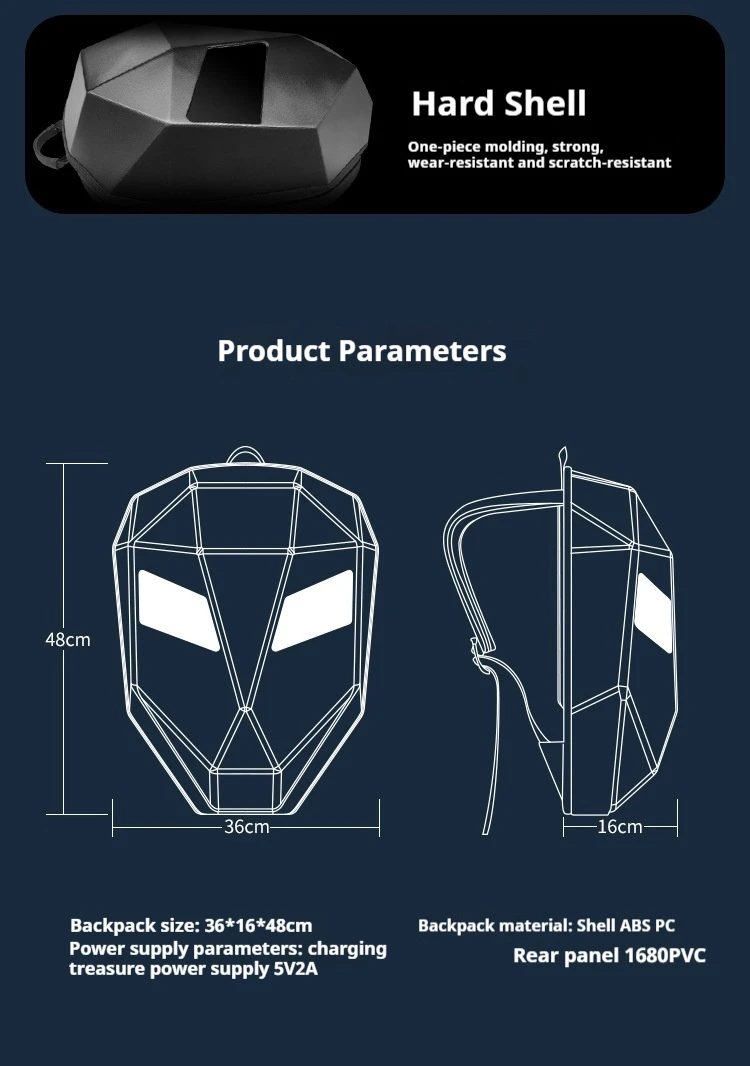 Unisex Motorcycle Backpack Led Multiple Display Tech Helmet Bag Moto Accessories Men Women Waterproof Material Tech Backpack