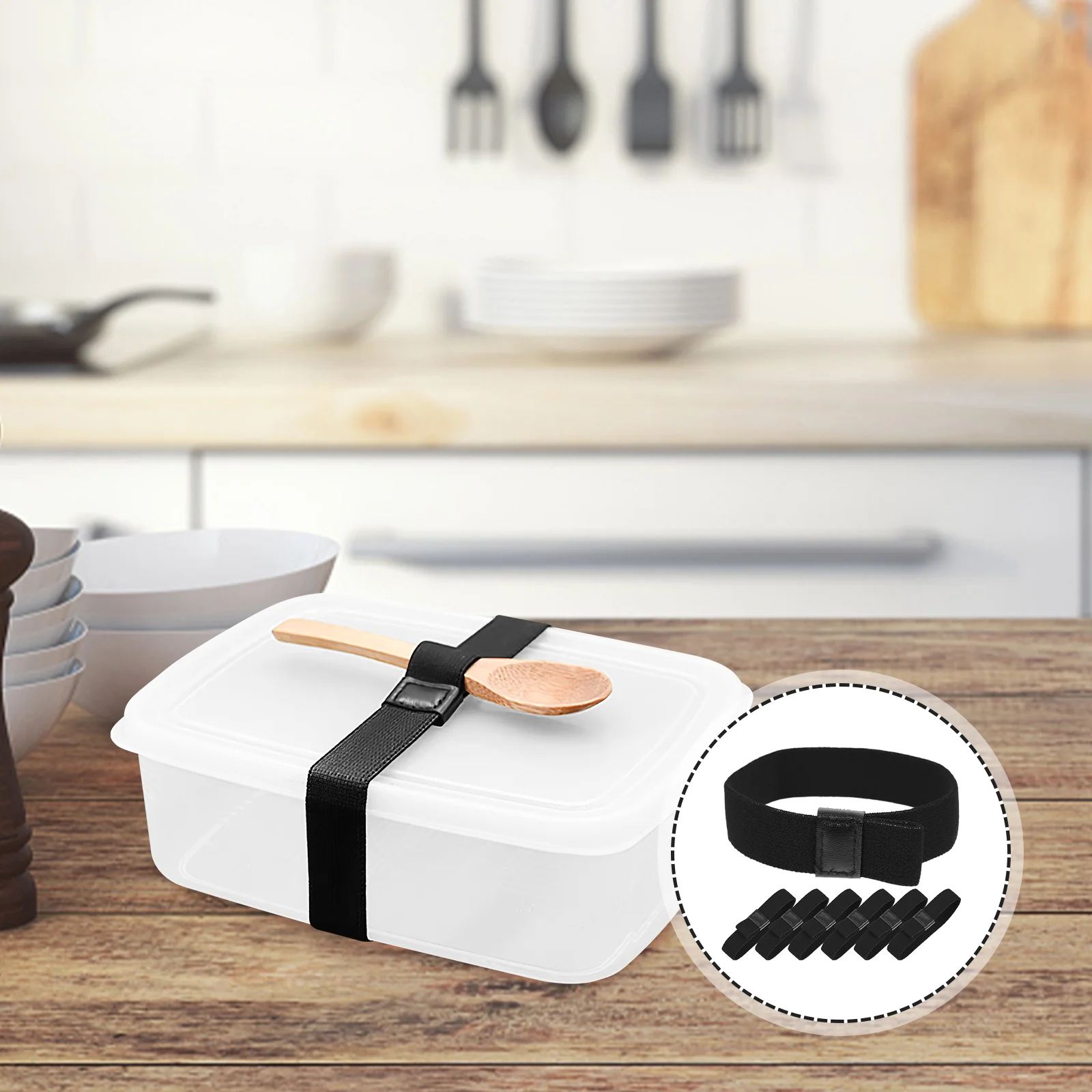 Bandes élastiques de fixation de cargaison, étui, boîte à lunch en fibre, 6 pièces