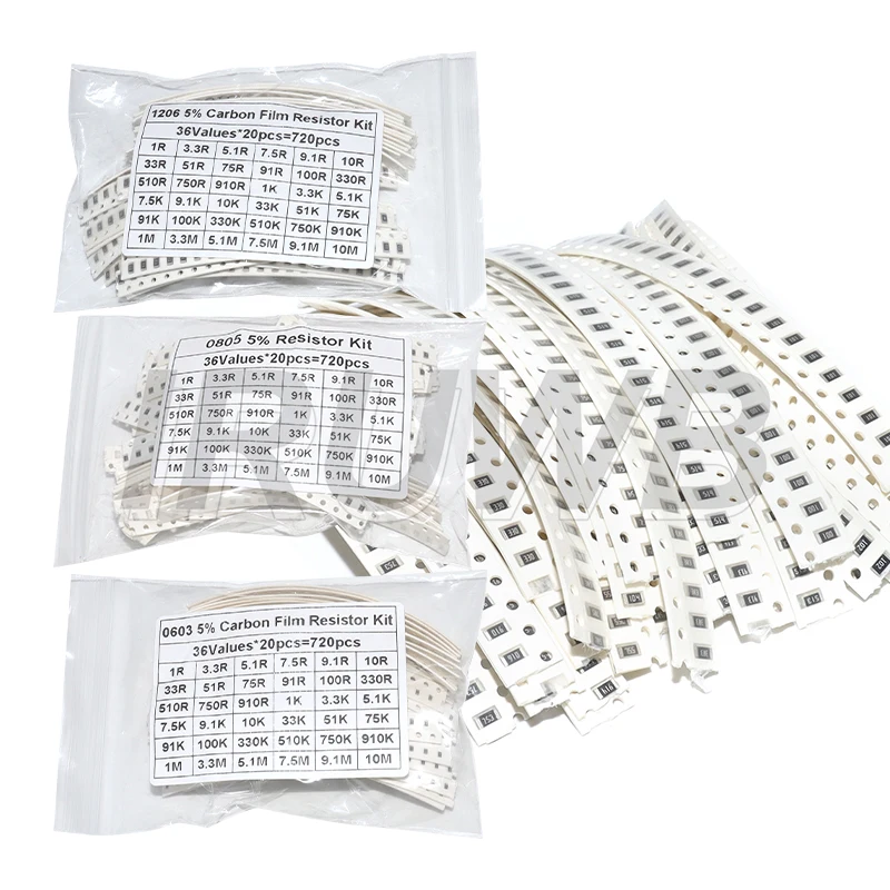 720pcs 36Values 0603 0805 1206 SMD Resistor Kit 1R-10M Electronic Resistor Set