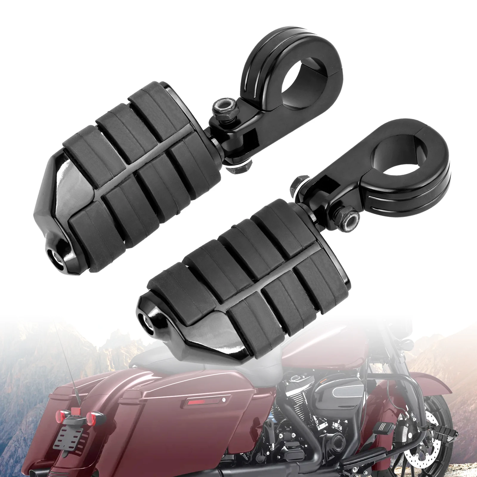 

1.25" 32mm Motorcycle Highway Crash Bar Foot Pegs Rest Clamps Engine Guard Mounts Kit For Harley Honda Suzuki Honda Kawasaki