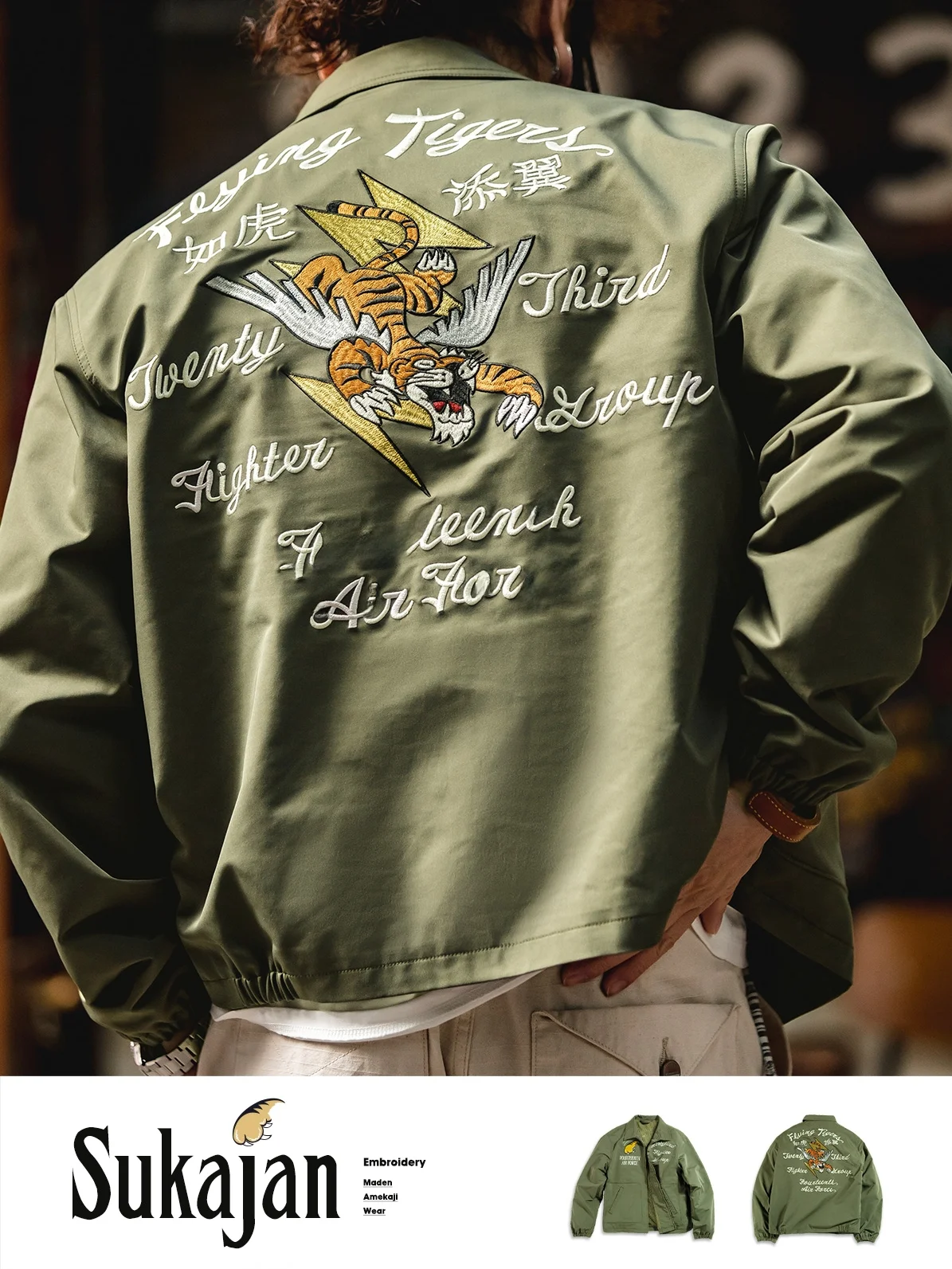 Madden Cargo American vintage Flng Tigers A2 Flight Jacket Heavy Industry Yokosuka Embroidery Lapel Outerwear Men's Autumn