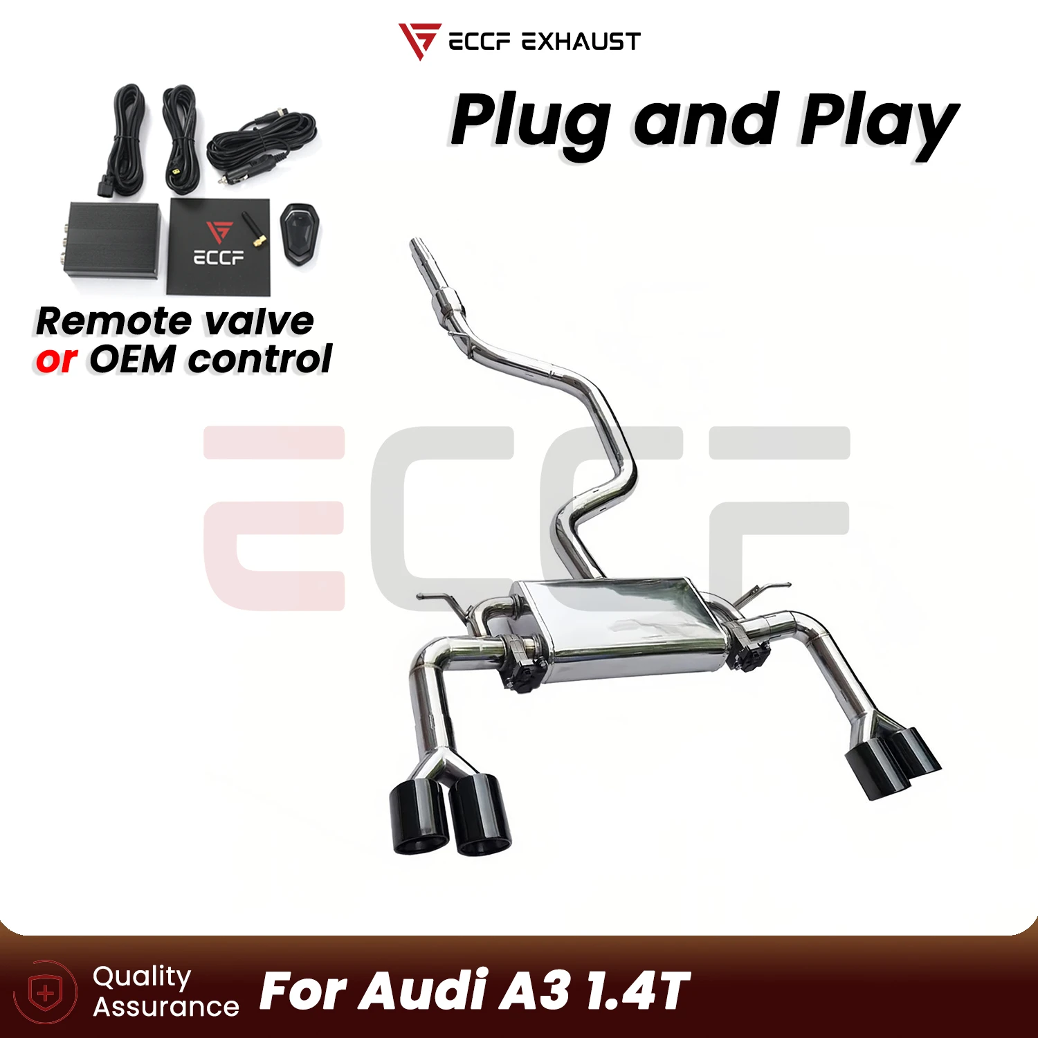 

ECCF FOR Audi A3 1.4T T304 Stainless Steel Exhaust Valvetronic Exhaust Aggressive Sound Plug and Play Performance Upgrade