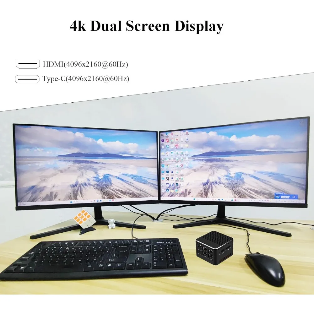 Mini router MR-M1 Plus Alder Lake i3-N305, 8C/8T, fino a 3,8 GHz, 16G RAM SENZA SSD, display Type-C/4K, 4X LAN i226-V 2,5GbE