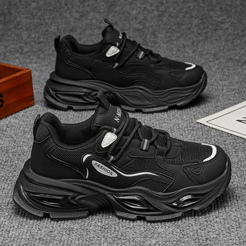 High Quality Men's Breathable Mesh Sneakers Spring Summer Thick Sole Wear-Resistant Running Shoes Trendy Men Casual Tennis Shoes