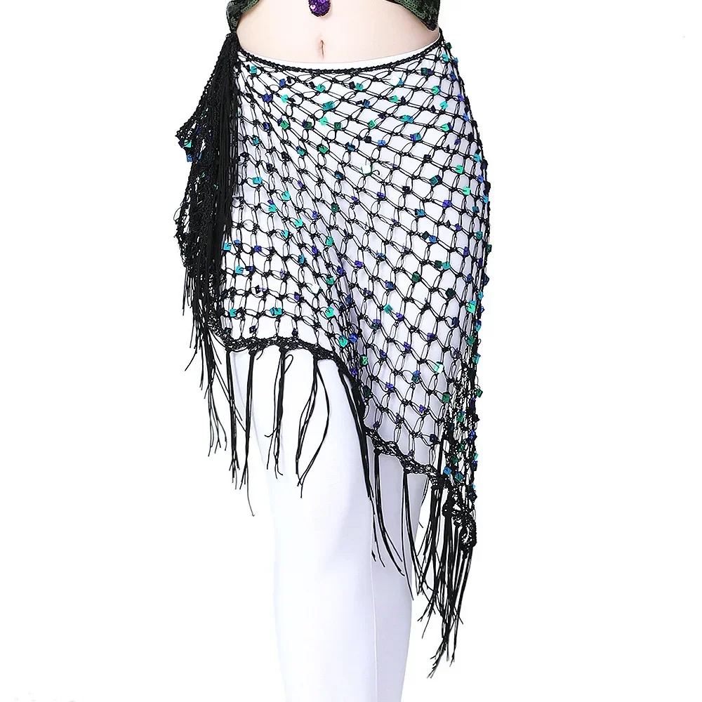 

12 Colors Belly Dance Triangle Long Tassel Belts Belly Dancing Hip Scarves Sequins Girls Belt