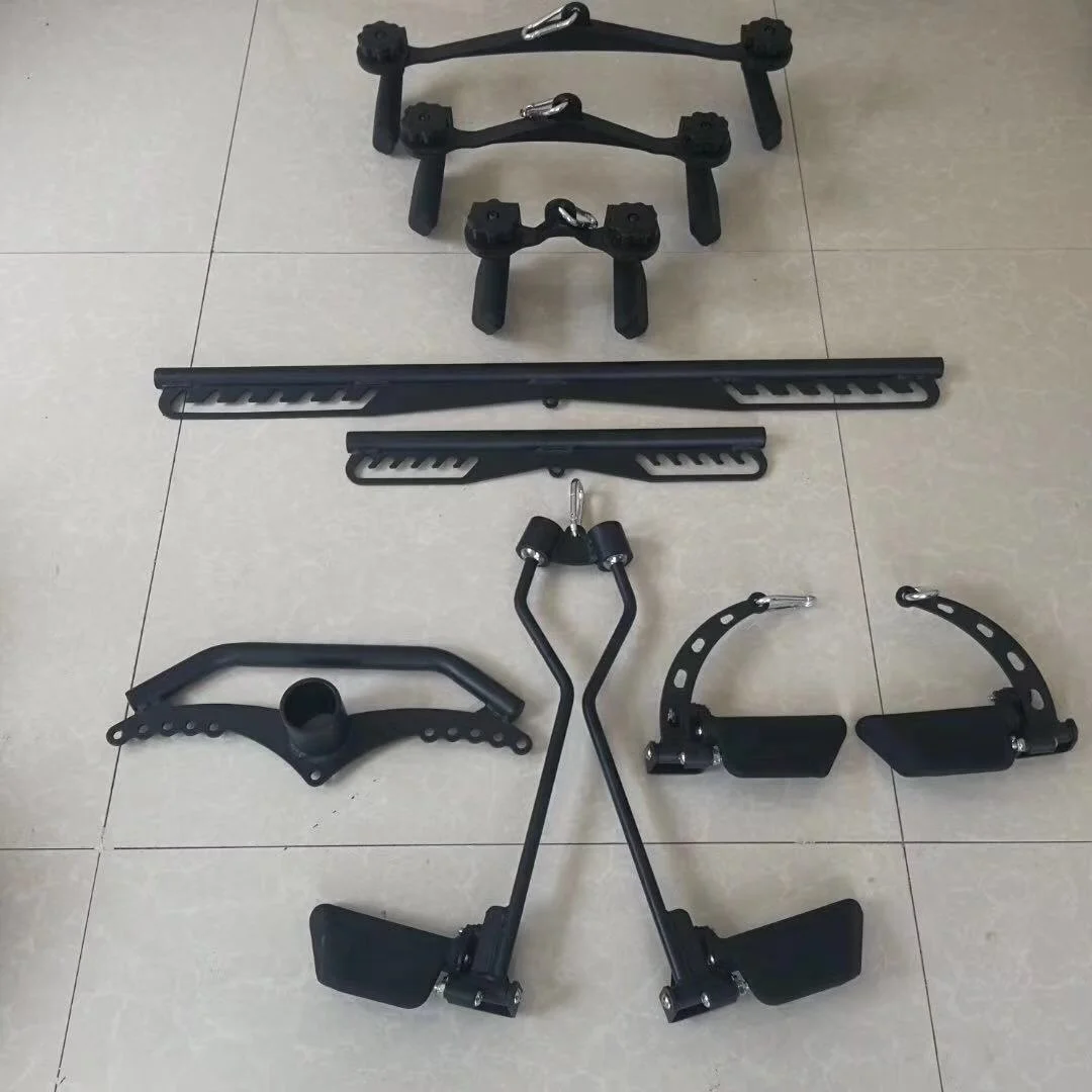 Longglory 8PCS Gym Accessories Set, Multi Functional Trainer Bar Handle Grips for Fitness Training