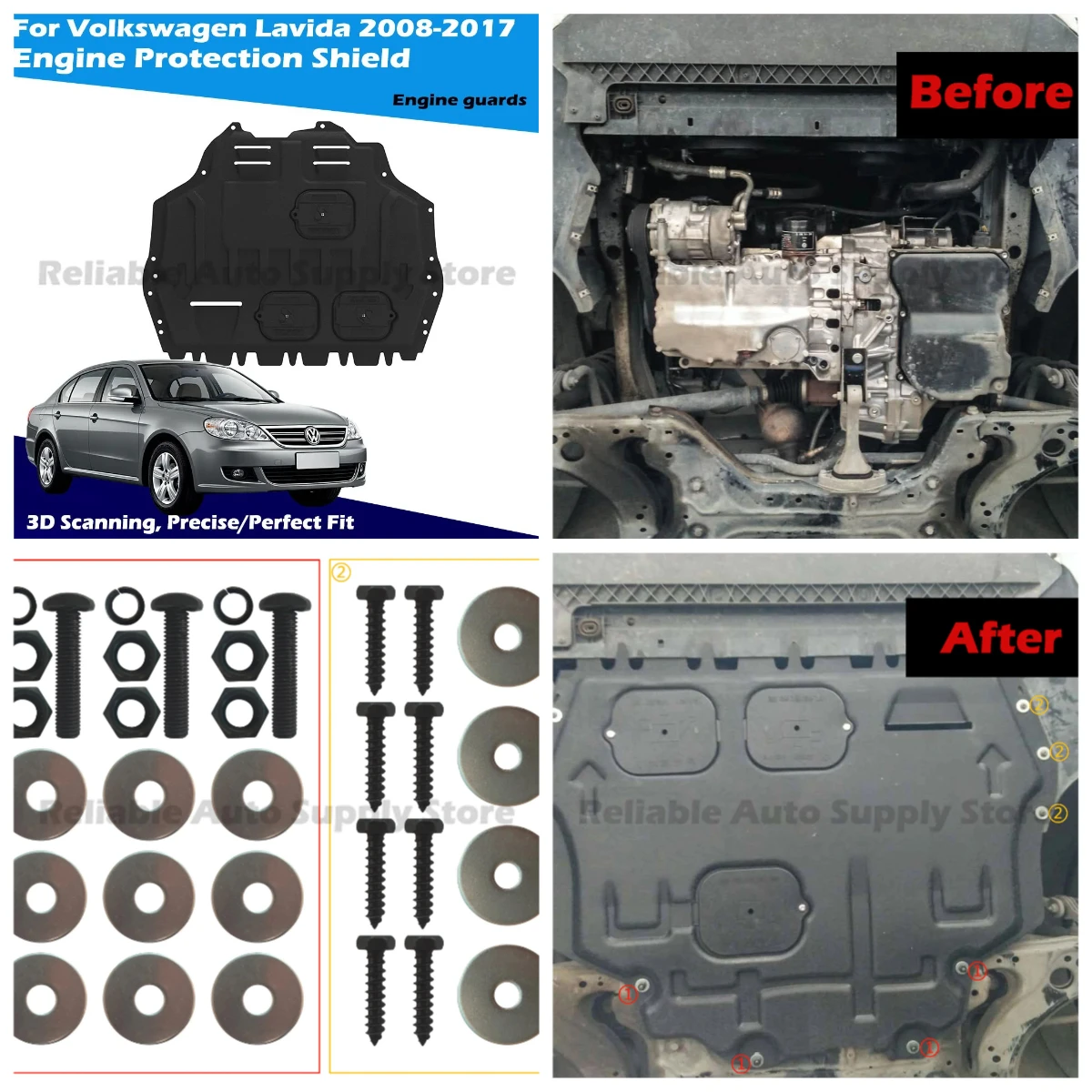 

3D Printed Car Engine Guard Anti Rust Easy Mount Precision Fit Underbody Protection Plate For Volkswagen Lavida 2008-2017