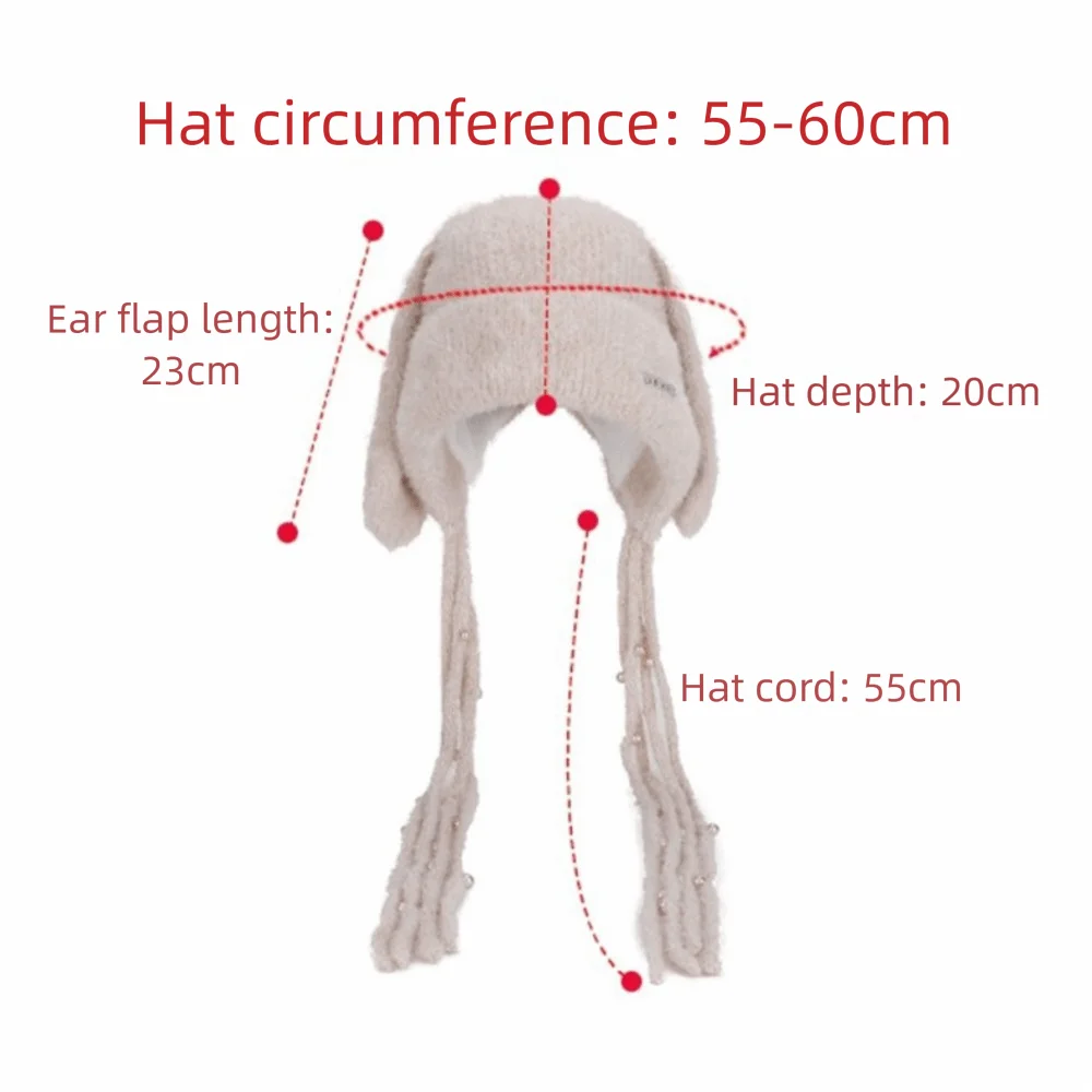موضة شتاء دافئ واقي أذن قبعة لينة الباردة واقية أرنب الأذن البلوز قبعة رقيق آذان كبيرة يندبروف محبوك قبعة النساء #6